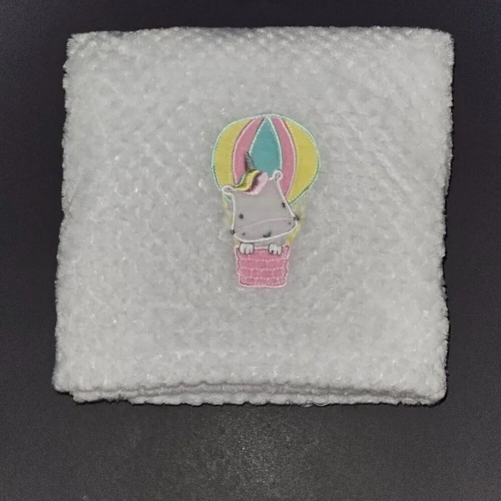 Unicorn Hot Air Balloon Baby Blanket Soft Fleece RN 36753 White Waffle Weave